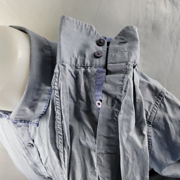 Ted Baker London Shirt Mens 6 XL Blue Button Front Solid Cotton Flip Cuff L/S - Picture 4 of 8